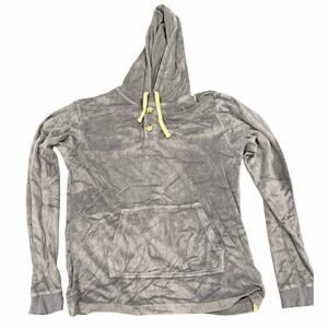 Marine Layer Blue Velour Large Hoodie Kangaroo Pocket Henley